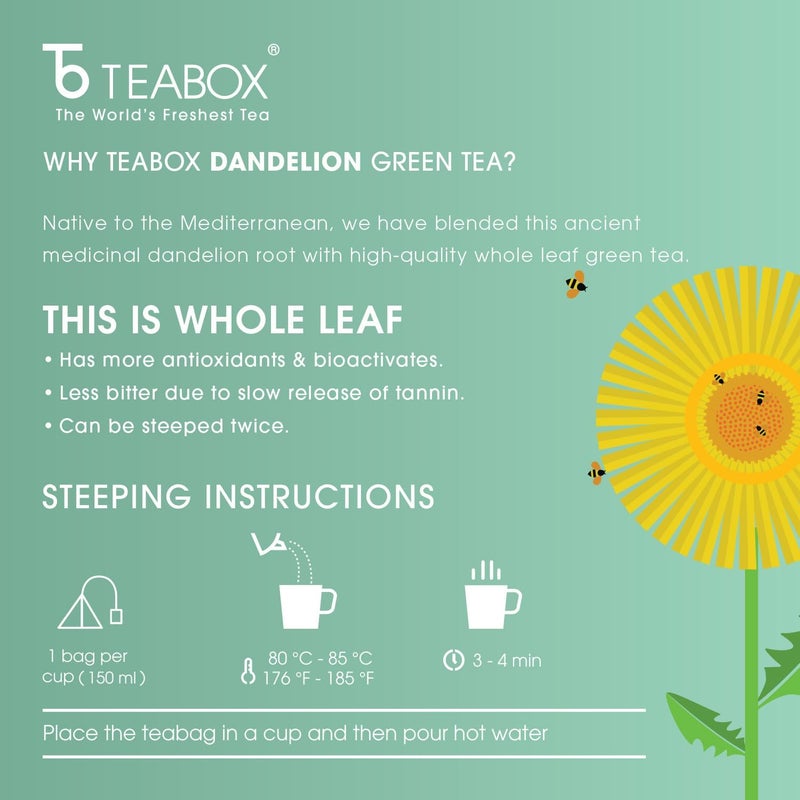 Teabox Organic Dandelion Green Tea - 25 Teabags - Image 5